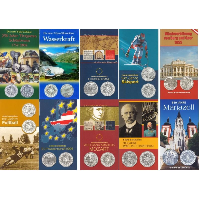 Invest-Paket – 30 Stück 5 Euro Silbermünzen im Folder - 240 Gramm fein