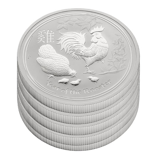 Australien - 5 Stück 2oz Lunar II Hahn 2017