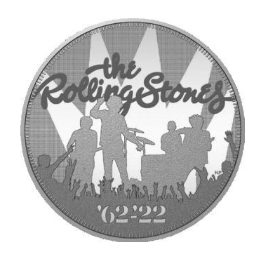 UK 10 Pfund Rolling Stones 5 oz Silber PP 2022
