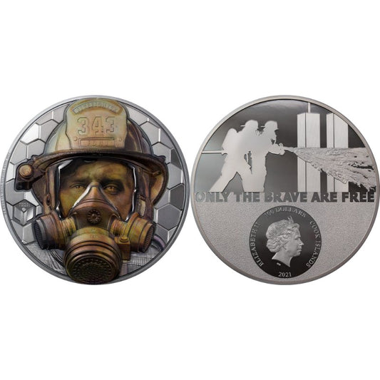 1-kg-Silbermünze Real Heroes Firefighter 2021 in Black Proof mit Ultra High Relief