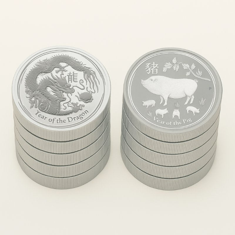 Australien - 10 Stück 2oz Lunar II Schwein und Drache