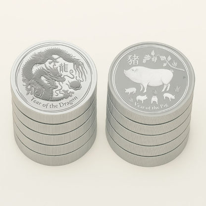 Australien - 10 Stück 2oz Lunar II Schwein und Drache