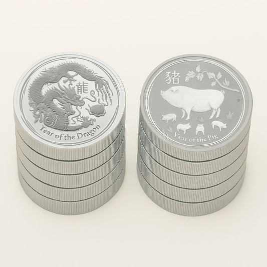 Australien - 10 Stück 2oz Lunar II Schwein und Drache