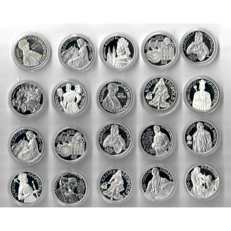 Österreich - 20x 100 Schilling 1991-1999 PP im Set