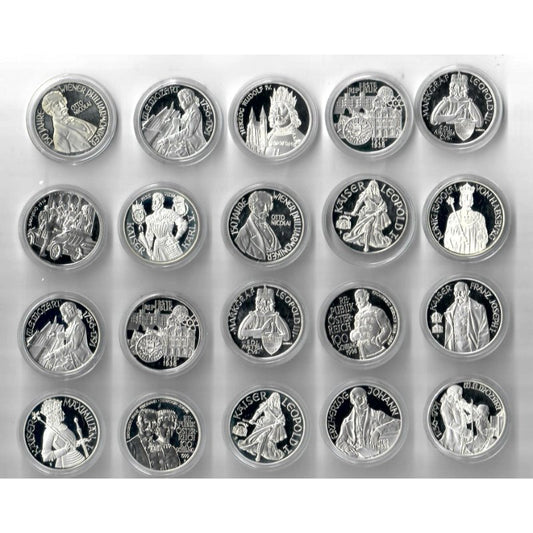 Österreich - 20x 100 Schilling 1991-1999 PP im Set