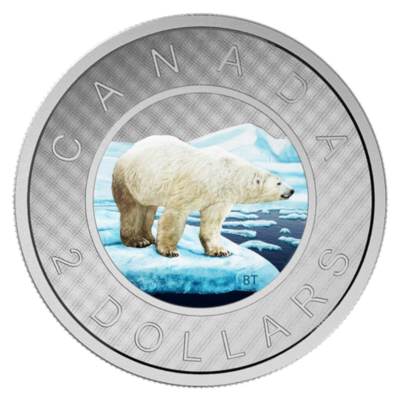 5 oz Silbermünze 2016 Big Coin Series 2 Dollar mit koloriertem Eisbärenmotiv