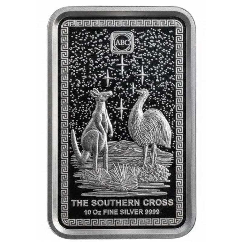10 oz ABC Southern Cross Silberbarren High Relief 9999
