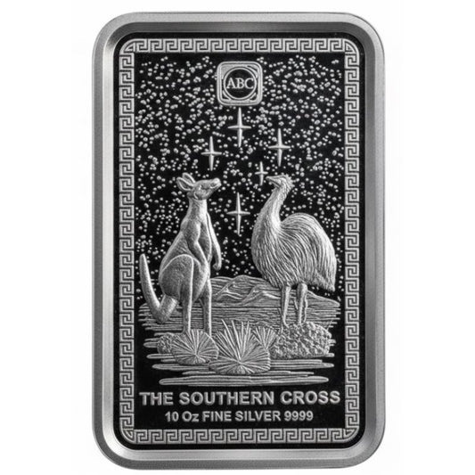 10 oz ABC Southern Cross Silberbarren High Relief 9999
