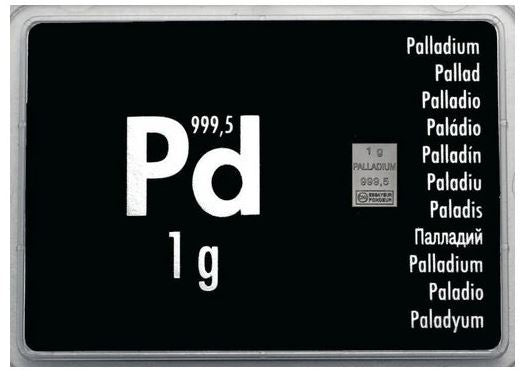 10x 1 Gramm Palladium Barren Argor Heraeus oder Valcambi