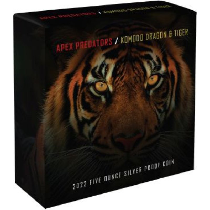 Niue 10 Dollar 2022 Silbermünze Komodowaran vs. Tiger PP