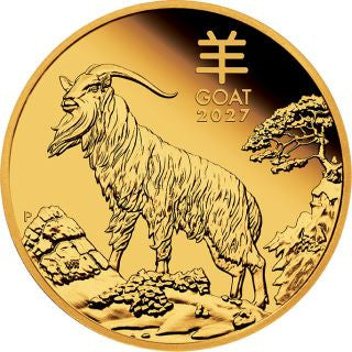 Australien Lunar Jahr der Ziege 2027 1/10 oz Gold PP