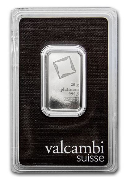 Schweiz - 20 Gramm Valcambi Platin Barren