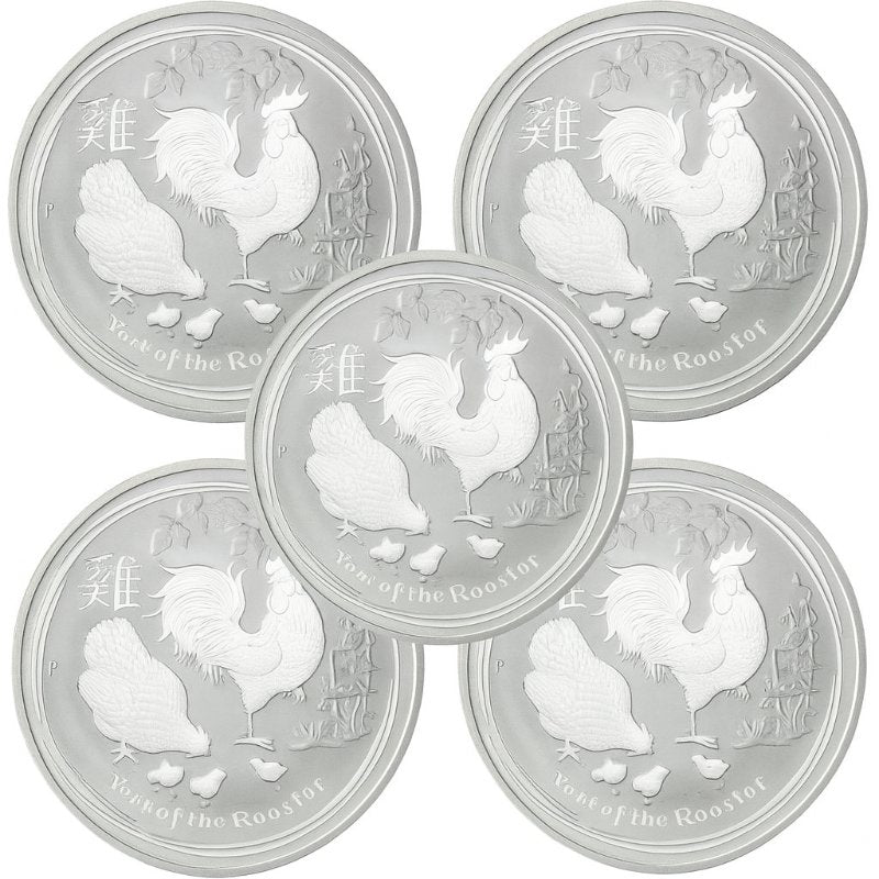 Australien - 5 Stück 2oz Lunar II Hahn 2017