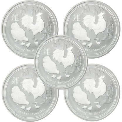 Australien - 5 Stück 2oz Lunar II Hahn 2017