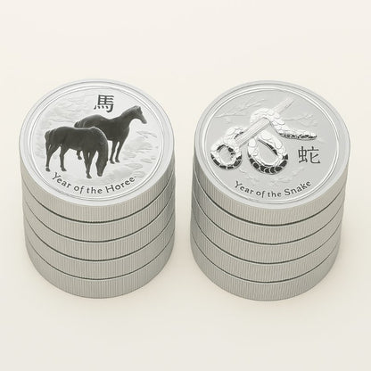 Australien - 10 Stück 2oz Lunar II Pferd und Schlange