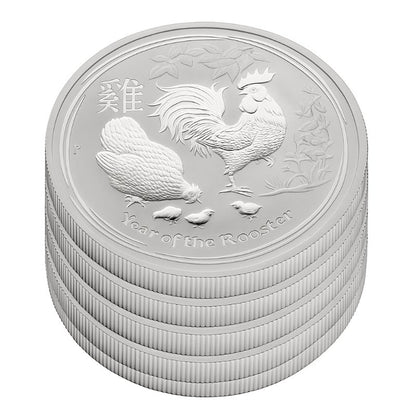 Australien - 5 Stück 2oz Lunar II Hahn 2017
