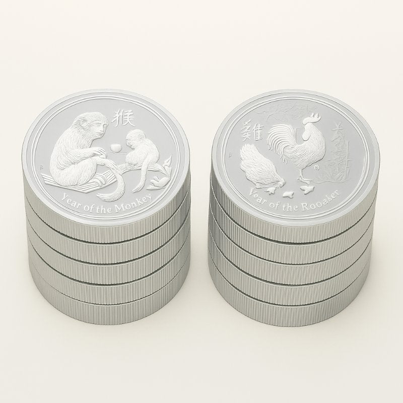 Australien - 10 Stück 2oz Lunar II Hahn und Affe