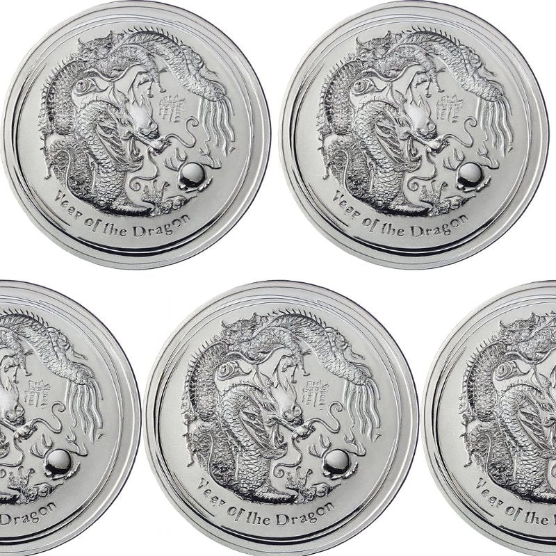 Australien - 5 Stück 2oz Lunar II Drache 2012