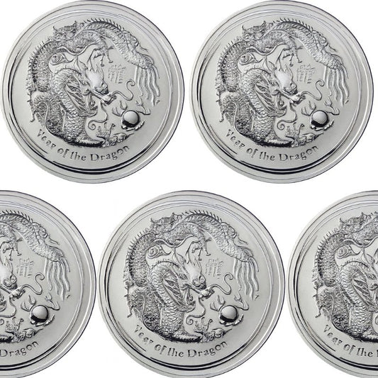 Australien - 5 Stück 2oz Lunar II Drache 2012