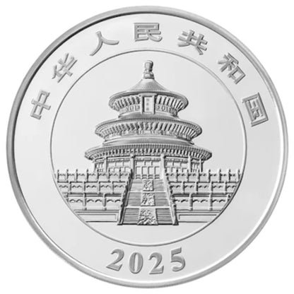 China Panda 2025 Silbermünze 150 g irisierende Farben