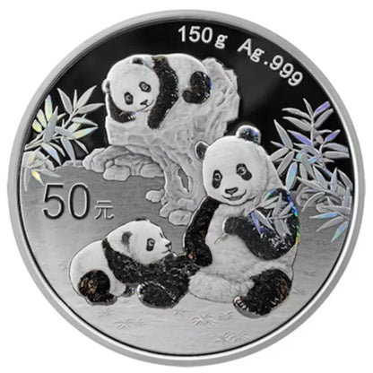 China Panda 2025 Silbermünze 150 g irisierende Farben