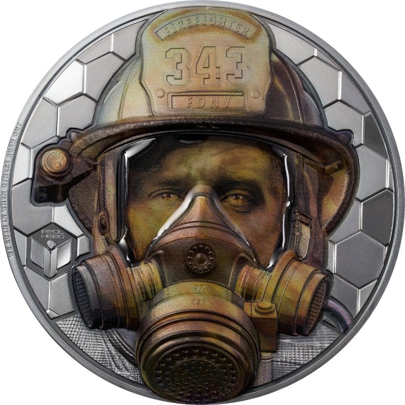 1-kg-Silbermünze Real Heroes Firefighter 2021 in Black Proof mit Ultra High Relief