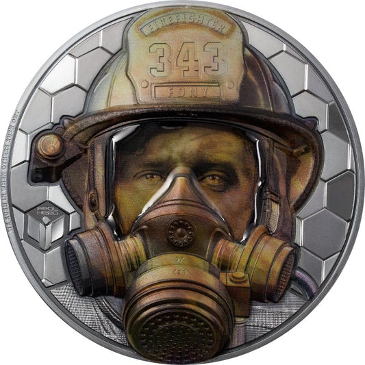 1-kg-Silbermünze Real Heroes Firefighter 2021 in Black Proof mit Ultra High Relief