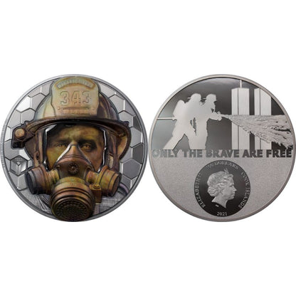 1-kg-Silbermünze Real Heroes Firefighter 2021 in Black Proof mit Ultra High Relief