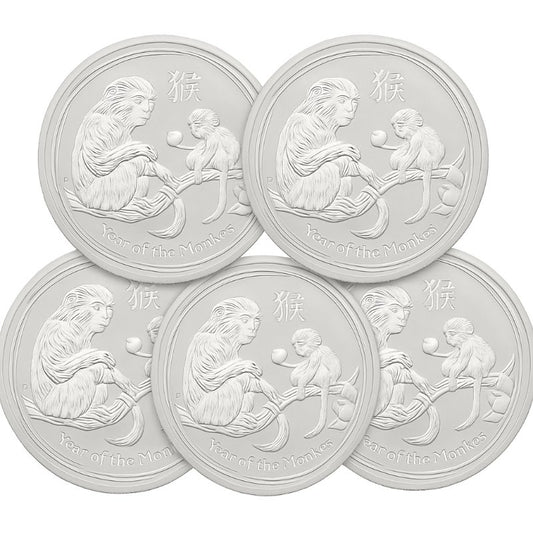 Australien - 5 Stück 2oz Lunar II Affe 2016