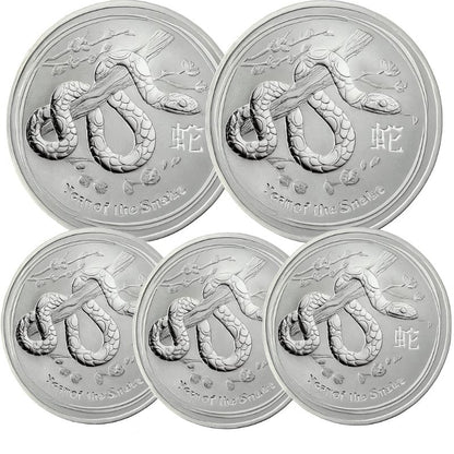 Australien - 5 Stück 2oz Lunar II  Schlange 2013