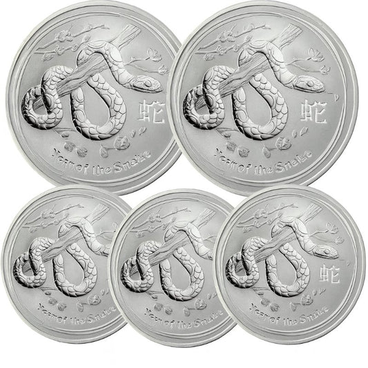 Australien - 5 Stück 2oz Lunar II  Schlange 2013